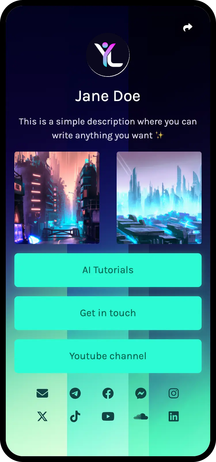 Screenshot of biolink page examples